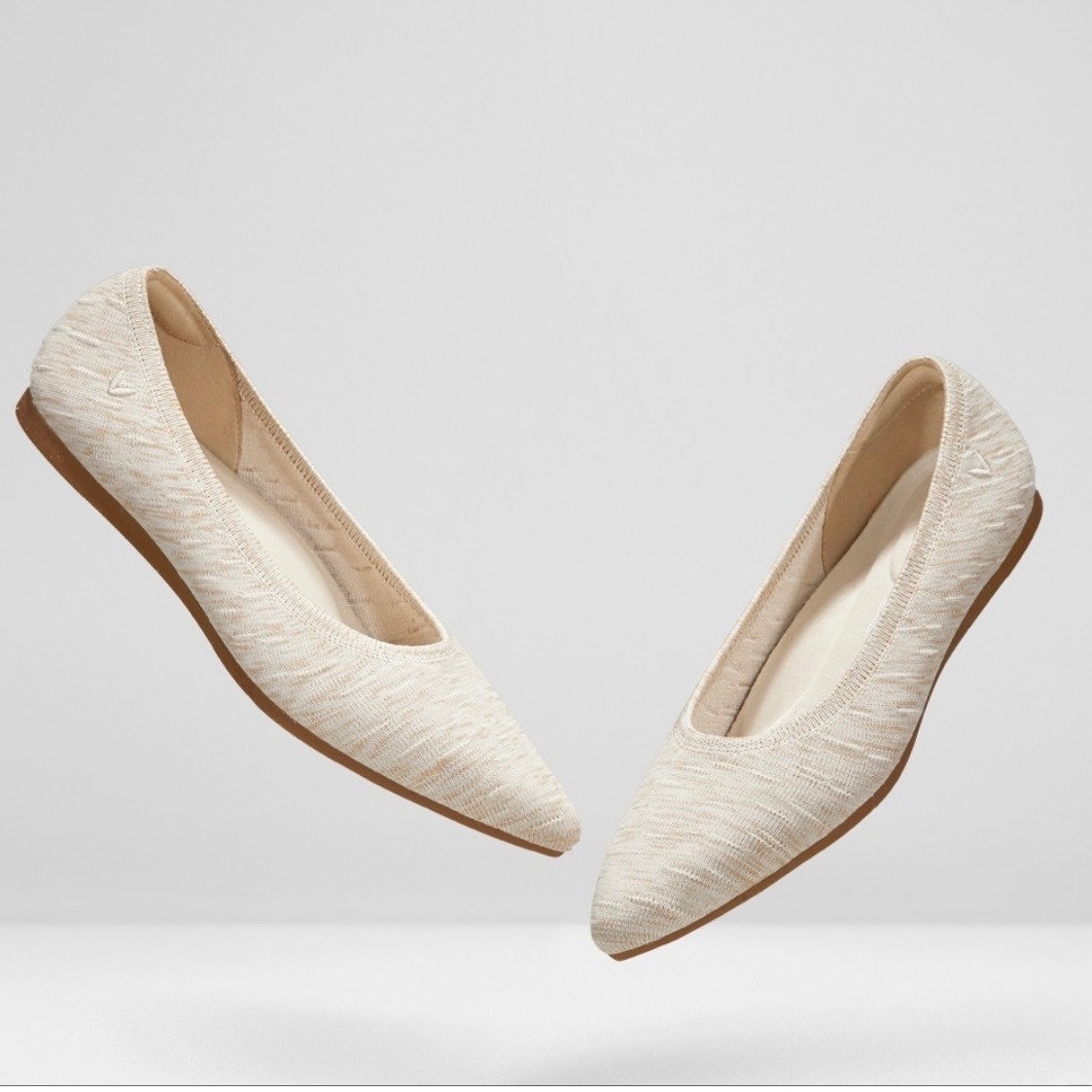 Vivaia Aria 5 Pointed Toe Flats Dapple Cream Knit Comfort Shoes Size Us/9 New